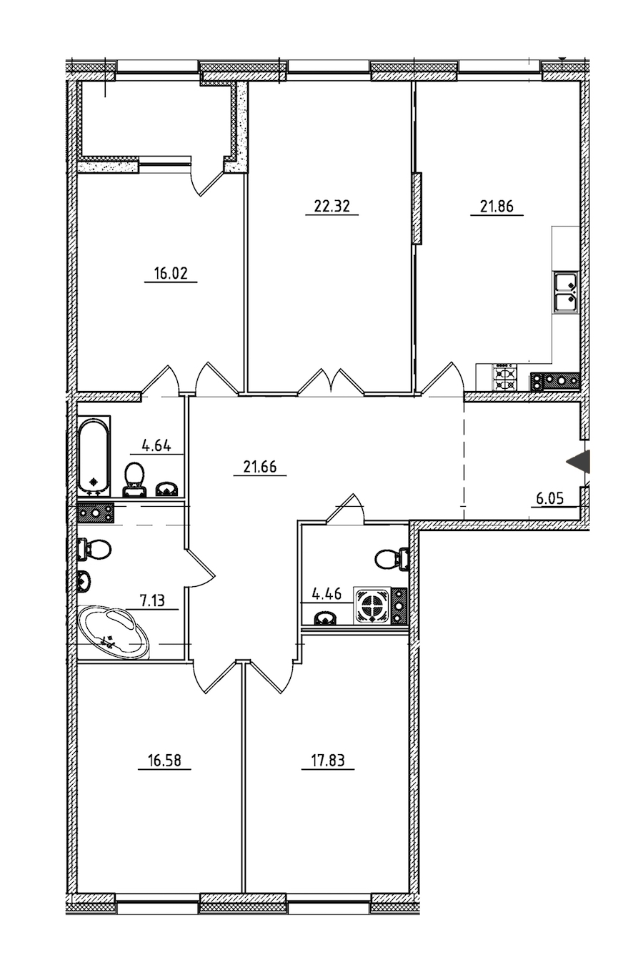 4-комнатная квартира 141 м², 3/9 эт., ЖК «Петровская Доминанта»